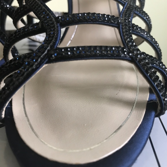 Caparros Navy Blue Satin Harmonica Evening Sandals Women’s Size 8 - Picture 5 of 12